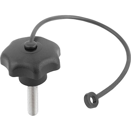 Kipp Star Grips with safety lanyard similar to DIN 6336, stainless, inch K0154.7A3X40